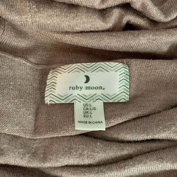 Ruby Moon Sweater Womens Sz L Beige Purple Cowl Neck Buttons Long Sleeve - Picture 6 of 9